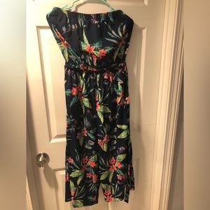 Strapless floral jumpsuit